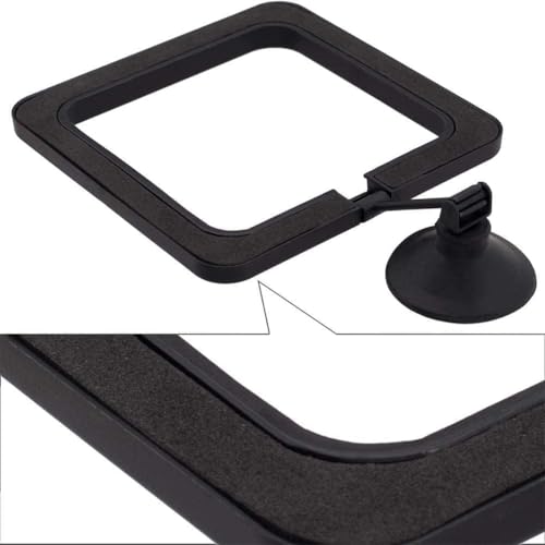 2pcs Black Fish Feeding Ring, Black Round and Square Aquarium Floating Food Feeder, Food Feeders with Suction Cup for Goldfish Turtle and Other Smaller Fish, Food Feeding Ring with Suction Cup
