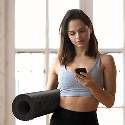 CAMBIVO Extra Long Wide Yoga Mat, Thick PVC Workout Mat | For tall and plus-size, cushioned PVC with non-slip bottom, for home gym pilates barefoot and bodyweight training - size: 84" x 30" x 6mm