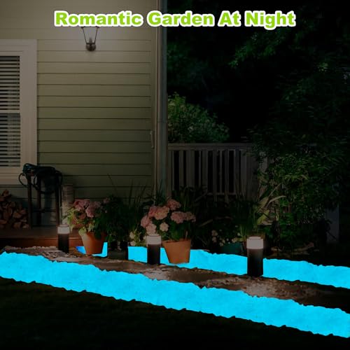 2000pcs 5-8mm Bule Glow Stones for 0utdoors Bulk Outdoor Garden Glow Pebbles Aquarium Luminous Stone for Walkways Driveway Yard Plant Pots - size: 2000, style: Blue