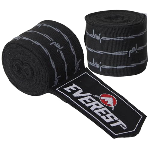 Mexican Style Hand Wraps 180" Semi-Elastic Boxing Wraps with Thumb Loop, Inner Gloves Bandages for Muay Thai, Kickboxing, Grappling - color: Barbed Wire Print