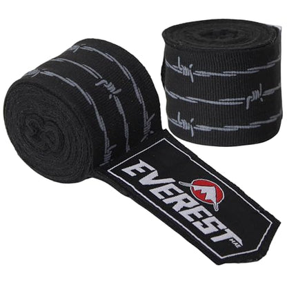 Mexican Style Hand Wraps 180" Semi-Elastic Boxing Wraps with Thumb Loop, Inner Gloves Bandages for Muay Thai, Kickboxing, Grappling - color: Barbed Wire Print