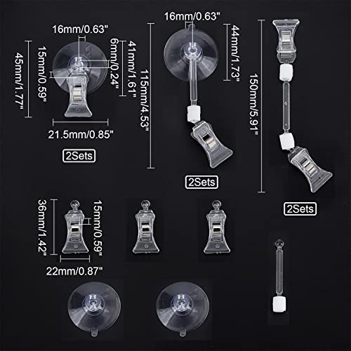 SUPERFINDINGS 2Pcs Seaweed Clip Veggie Feeder Clip with 4Pcs Plant Suction Cup with Clip Feed Holder Clip for Aquarium Fish Tank Accessories