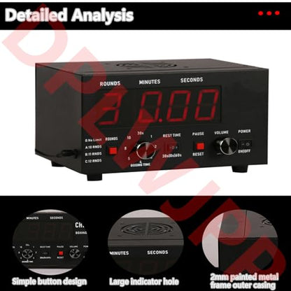 Professional Gym Timer with Led Display and Adjustable Sound Classic Boxing Interval Timer Selectable Training Time for Muay Thai (Green) - color: Green