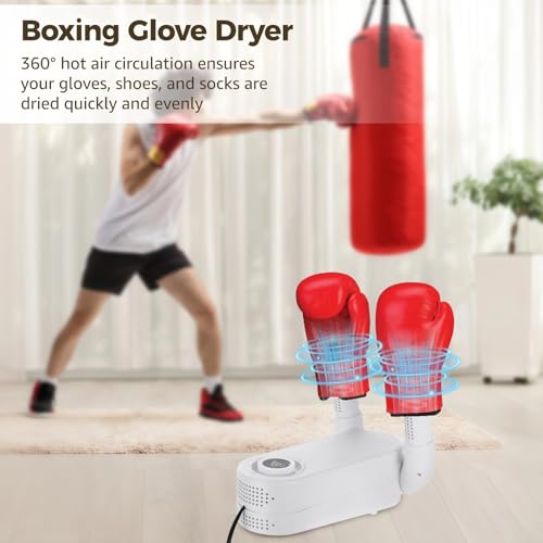 Boxing Glove Dryer with Intelligent Timer, Portable Boot Shoe Dryer with 360° Hot Air, Foldable Design for Gloves, Shoes, Socks