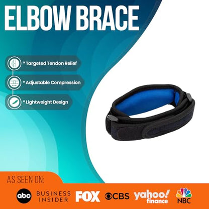 2-Pack Tennis Elbow Brace for Men & Women, Golfer's Elbow Support Strap - color: Black