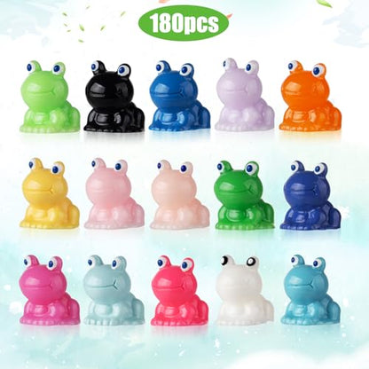 Vawuz 180 Pcs Mini Resin Frog Garden Decor Cute Green Figurines Miniature Home Tiny Frogs Fairy Animals Moss DIY Favors Gift Landscape Aquarium Dollhouse Birthday Party Room Ornament