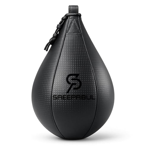 Speed Bag,Speed Bag for Boxing,PU Leather Reflex Training Pear Shaped Punching Bag,Fast Reaction Skills Development Perfect for Kids Teens Adults Boxing Coaches - color: Maya Black (10" x 7")