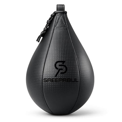 Speed Bag,Speed Bag for Boxing,PU Leather Reflex Training Pear Shaped Punching Bag,Fast Reaction Skills Development Perfect for Kids Teens Adults Boxing Coaches - color: Maya Black (10" x 7")