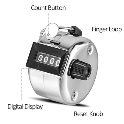 12 Pcs Hand Tally Counter 4-Digit Lap Counter Clicker, Manual Mechanical Handheld Pitch Click Counter with Finger Ring for School Golf & Knitting Row Croche