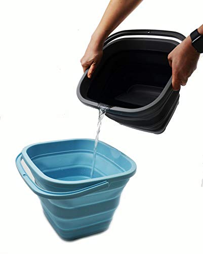 SAMMART 11L (2.9 Gallon) Collapsible Rectangular Handy Bucket (1, Grey/Black)