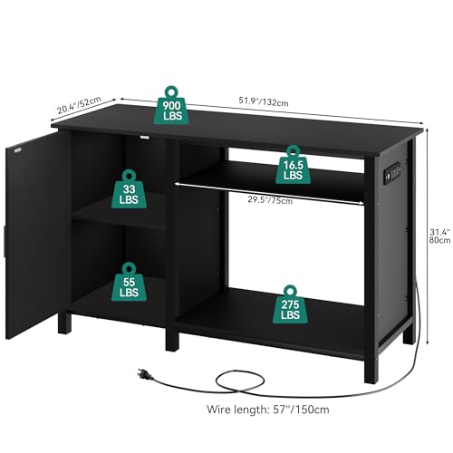 YITAHOME Aquarium Stand with Power Outlets, 55-75 Gallon Fish Tank Stand, Cabinet with RGB Light Strip Suitable for Turtle Tank, Reptile Terrarium, 900LBS Capacity, Black