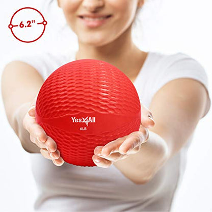 Yes4All Weighted Toning Balls for Exercise, Soft Medicine Balls for Exercise, Pilates, Yoga, Balance, Flexibility, 2-10lbs - color: J. 6lb - Red, style: B. Diamond Grip - Knurl