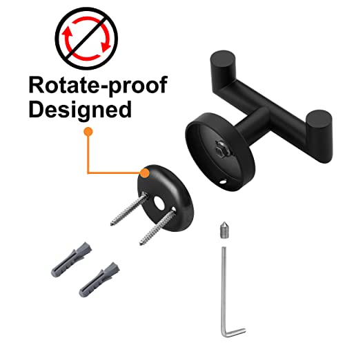 Towel Hooks for Bathrooms,Towel Hook for Kitchen Bathroom,SUS304 Stainless Steel Coat Hook,Heavy Duty Double Holder Robe Hooks for Hanging Towels,Coats,Sponges,Clothes,Wall Mount,Matte Black,4Pack - color: Matte Black