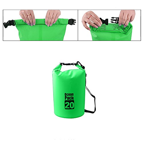 Dry Sack/Waterproof Bag for Boating, Kayaking, Hiking, Snowboarding, Camping, Rafting, Fishing and Backpacking (Green, 20L) - color: Green, size: 20L