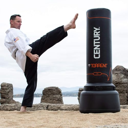 Century Torrent Freestanding Punching Bags - T1 or T2 Options | Black Free Standing Training Heavy Bag | Ideal for Martial Arts, Boxing, Kickboxing and Cardio Workouts | Designed for Men and Women - style: T1