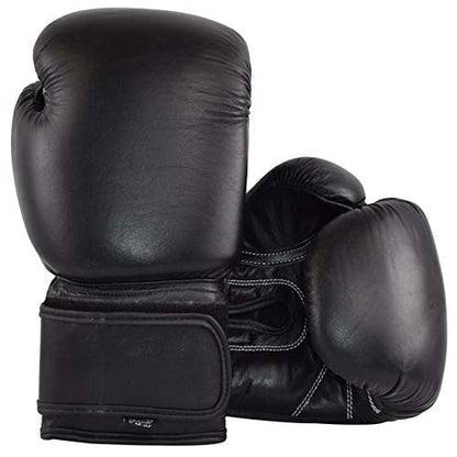 Top Grade Leather Boxing Gloves for Men and Women - Muay Thai Training Kickboxing Fighting Multi Layer Foam Sparring Gloves - Safety Strap Boxing Gloves with Black Palm 20oz, 22oz, 24oz - size: 20oz