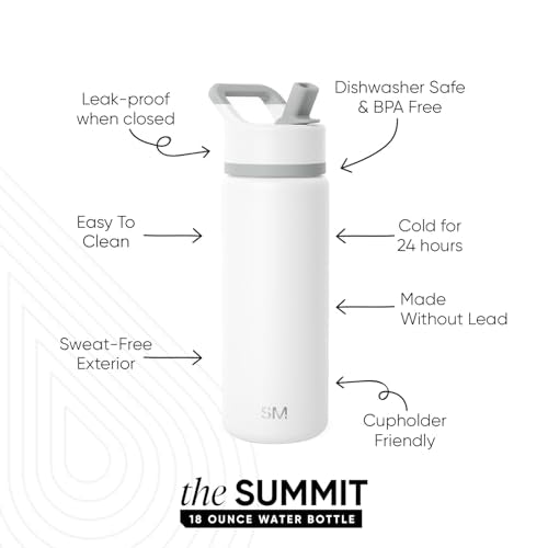 Simple Modern Insulated Water Bottle with Straw | 18oz | White - color: -Winter White Mix, style: 18oz