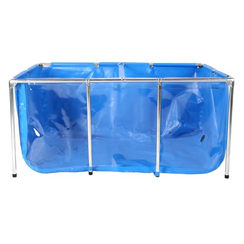Generic Rectangular Goldfish Tank with Frame & Drain Valve Transparent Fish Pond Clear Viewing Panel for Fish Breeding & Garden Display