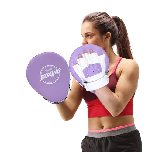 Valleycomfy Boxing Pads Curved Focus Punching Mitts for Men Women - color: Purple