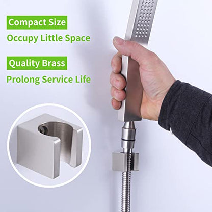 Angle Simple Shower Head Holder, Brass Shower Wand Bracket, Handheld Sprayer Holder Wall Mount, Brushed Nickel