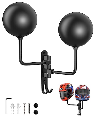 Helmet Hanger Wall Mount 180° Swivel Helmet Holder for Motorcycle Bike Racing Outerwear Sports Gear - color: 2in1
