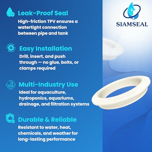 3 inch Hydroseal flexible tank adapter TPV grommet Bulkhead Fitting for PVC Pipe, No-Glue Push-Fit bulkhead connector for Water Tank/Barrel/IBC Tote, Aquaponics Hydroponics Aquarium Drain - size: 3 inches-6Pcs