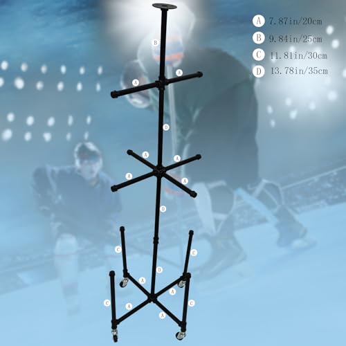Hockey Gear Drying Rack Four Brake Pulleys Can Carry 80 Pounds | Equipped With 4 Equipment Suitable For Hockey, Ice Hockey, Rugby And Skiing Dry Quickly Black