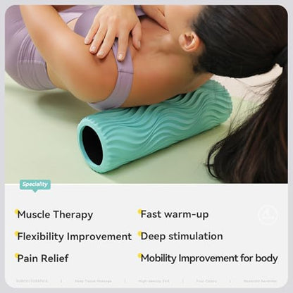 SUBCULTUREPICK 15" Foam Roller - Medium Density Deep Tissue Muscle Massage | Foam Rollers for Exercise, Muscle Massage and Myofascial Wave Textured Release, Back Roller for Pain Relief & Stretching - color: Turquoise