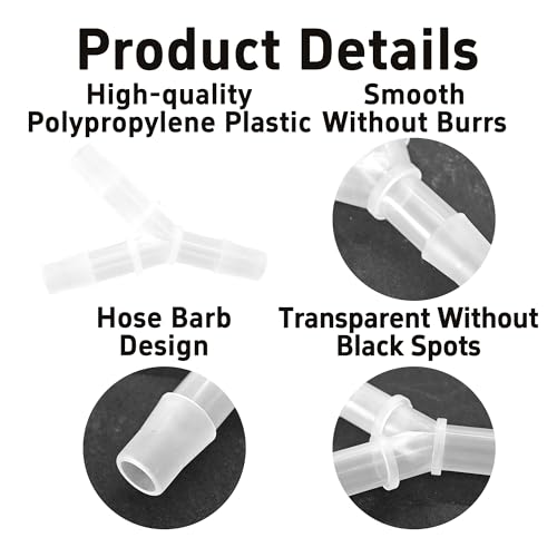 6Pcs 1/2" Hose Barb Fitting Equal Barbed, Transparent Y Shaped 3 Way Plastic Joint Splicer Mender Adapter Union for Air Line Tubing Pipe - size: 0.5 Inch