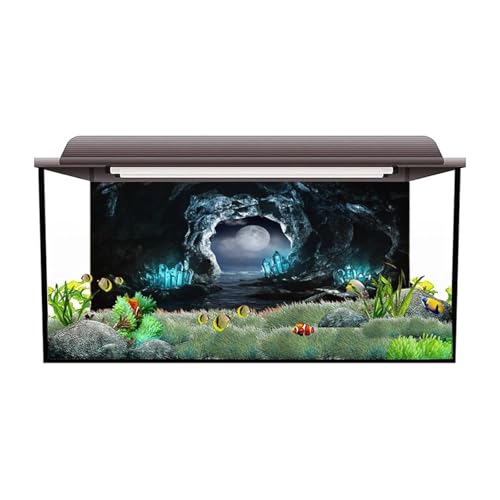 Aquarium Background Sticker Cave Crystal Poster Fish Tank Decoration Self Adhesive Wallpaper Background(30x61cm) - size: 30x61cm