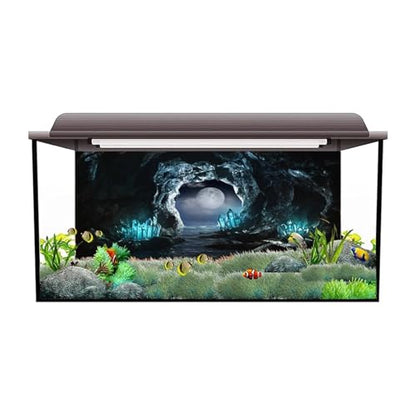 Aquarium Background Sticker Cave Crystal Poster Fish Tank Decoration Self Adhesive Wallpaper Background(41x61cm) - size: 41x61cm