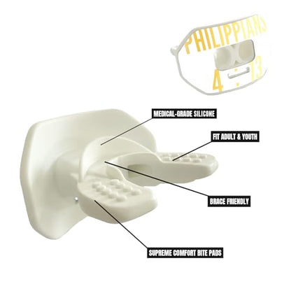 O Shield Vortex Graphic Football Mouth Guard, Philippians 4:13 White - color: Philippians 4:13 White