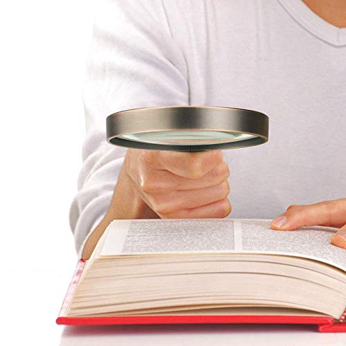 10X Handheld Magnifying Glass Antique Copper Magnifier with Sandawood Handle,High Magnification Magnifier for Reading, Senior, Low Vision, Map, Inspection, Handcraft Hobby