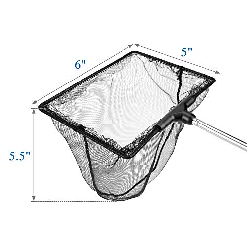 Aquarium Fish Net with Extendable Stainless Steel Long Handle Fine Mesh Net for Fish Tank