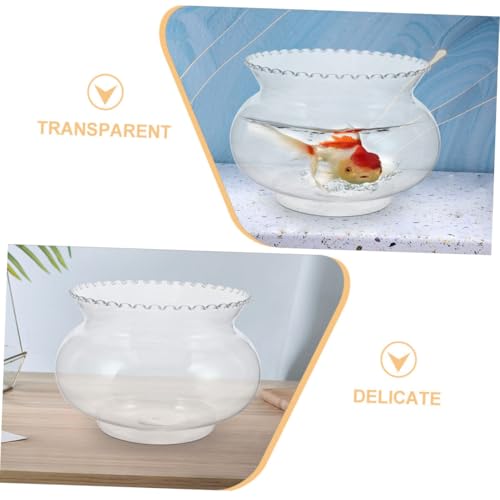 PRETYZOOM Plastic Betta Fish Tank Bubble Planter Pot Round Aquarium Bowl for Home Decor Easy Maintenance Cleaning for Wedding Party Decorations