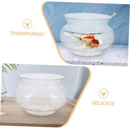 PRETYZOOM Plastic Betta Fish Tank Bubble Planter Pot Round Aquarium Bowl for Home Decor Easy Maintenance Cleaning for Wedding Party Decorations
