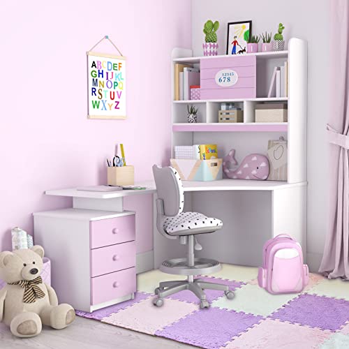 Amylove 36 Pcs Foam Interlocking Carpet Tiles,White, Light Pink, Mauve - color: White, Light Pink, Mauve