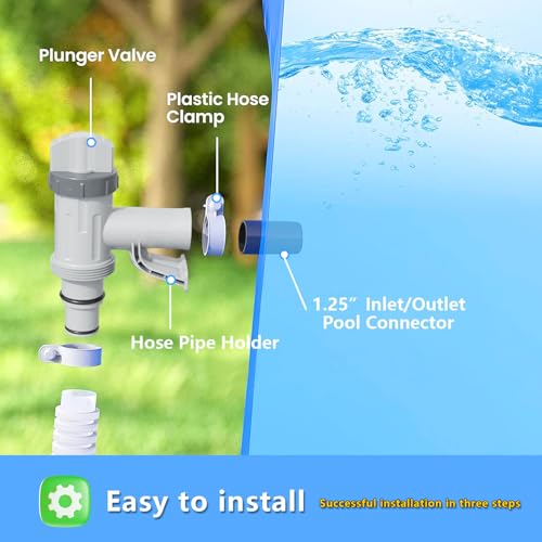 Plunger Valve with Holder for Above Ground Pools - Pool Hose Adapter Replacement Parts Compatible with Bestway Coleman Pool Filter Pump (1 Pack)