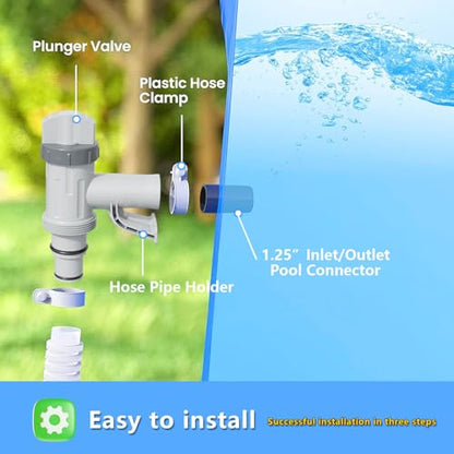 Plunger Valve with Holder for Above Ground Pools - Pool Hose Adapter Replacement Parts Compatible with Bestway Coleman Pool Filter Pump (1 Pack)