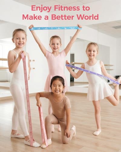2 PCS Stretch Strap for Kids Gymnastics Multi-Loop Elastic Strap for Ballet, Latin, Dance, Yoga, Children Flexibility Training & Exercise Resistance Yoga Band- 8 Loops - color: Red & Blue