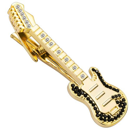 HAWSON 2/2.2 Inch Various Tie Clips for Men Unique, Personalized Novelty Tie Bars Pins Tacks, Funny Theme Wedding Holiday Gifts for Husband Groomsmens - style: Gold Electric Guitar