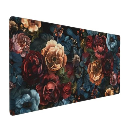35.4 x 15.7 in, Waterproof XXL Large Mouse Pad for Desk, Extended Keyboard Mouse Mat for Computer Office, Big Laptop Mouse pad, Gaming Pc-Vintage Chic Rose Flowers