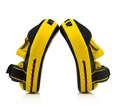 Fairtex FMV13 Maximized Focus Mitts, Muay Thai Kickboxing MMA Punching Pads - color: Black/Yellow