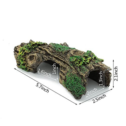 Aquarium Decorations Resin Hollow Tree Trunk Ornament, Bettas House Cave Wood House Decor for Fish Tank (HS-SP207)