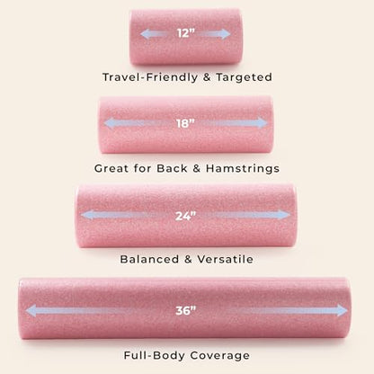 Sunny Health & Fitness 12" Pink High-Density Yoga Foam Roller - color: Pink, size: 12-Inch