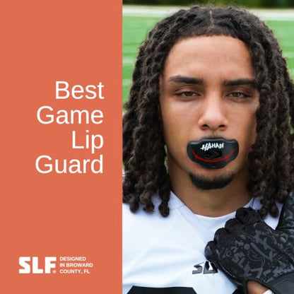 SLEEFS Classic Football Mouthguard with Bold Designs and Removable Strap - color: Ha Ha Ha Red Smile