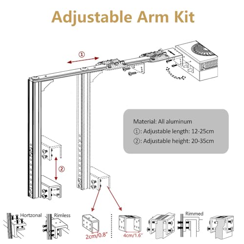 RL90 Reef Marine Led Aquarium Lighting Full Spectrum Reef Aquarium LED Lighitng for Coral Saltwater Fish Tank(RL90 with Arm Kit) - size: RL90 With Arm Kit