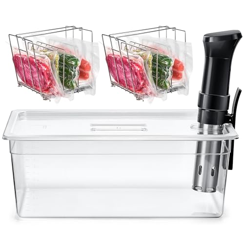 Large Sous Vide Container 26 Quarts with Lid,Complete Sous Vide Accessories Kit BPA Free,Compatible with Anova and Most Sous Vide Cookers（Comes with 2 Sous Vide Racks and Insulating Sleeve） - color: Large Sous Vide Container-with 2 Rack