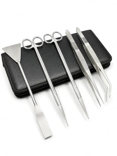 Aquascaping Tools Kit, 5 Piece Stainless Steel Aquarium Plant Trimming Set for Fish Tanks, Reef Tanks, Coral Fragging