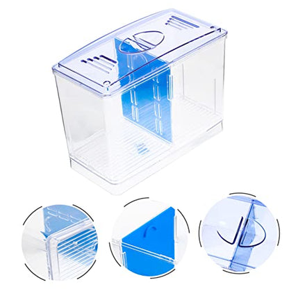 BESPORTBLE Mini Acrylic Fish Breeding Box with Double Compartments for Betta Guppy Incubation Transparent Isolation Tank for Juvenile Survival and Aggressive Fish Separation